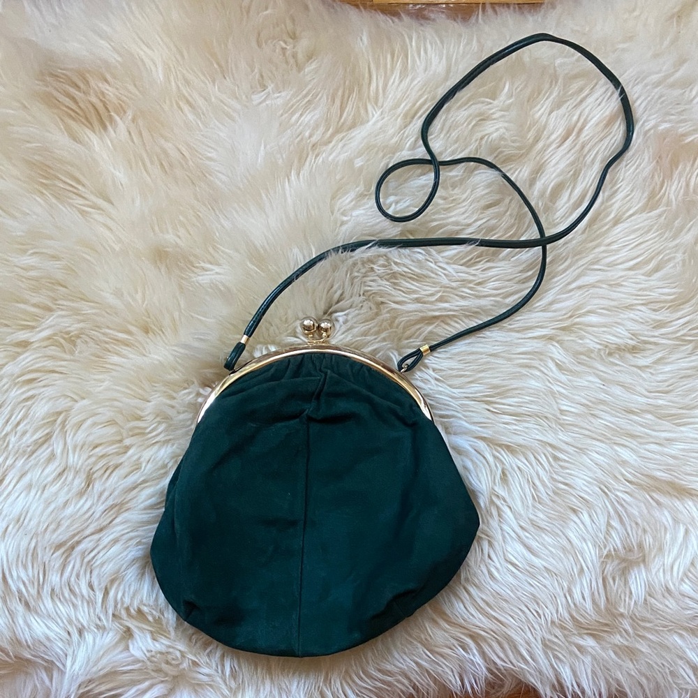 Vintage Suede Kisslock Green Women's Bag